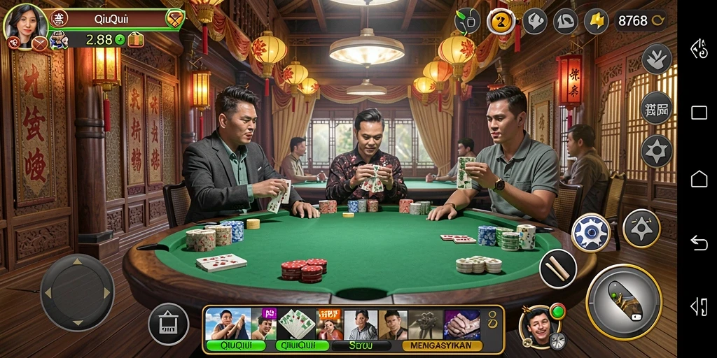 Tampilan gameplay QiuQiu yang seru dan kompetitif di 8768.