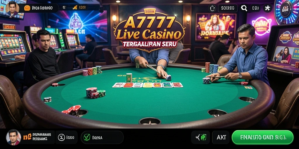 Tampilan gameplay Live Casino di A7777 dengan dealer profesional.