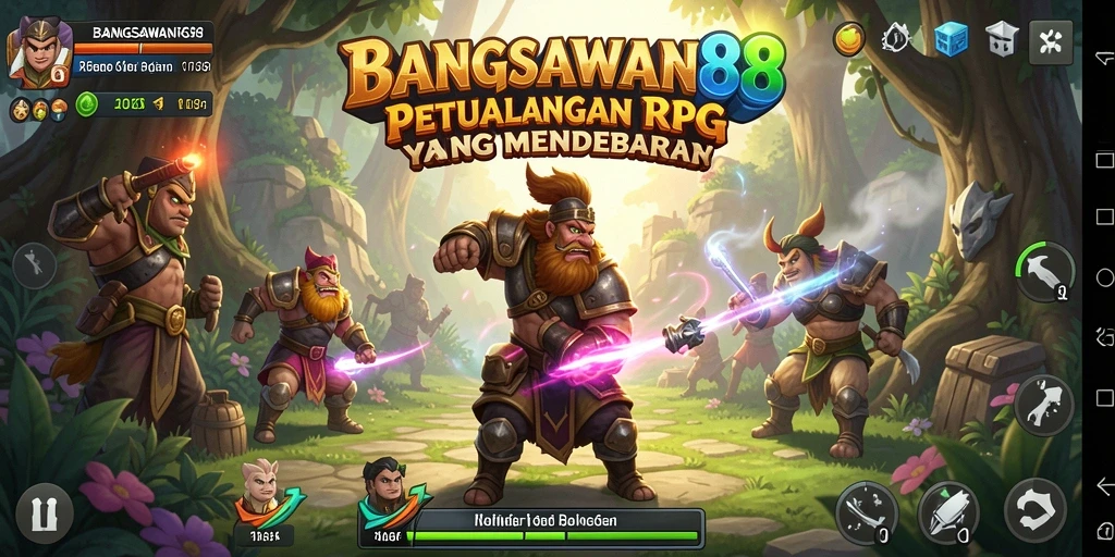 Tampilan gameplay mendebarkan BANGSAWAN88 saat melawan monster dan menyelesaikan misi.
