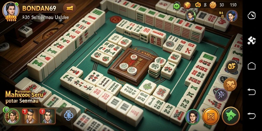 Screenshot gameplay BONDAN69 dengan ubin Mahjong yang menarik.