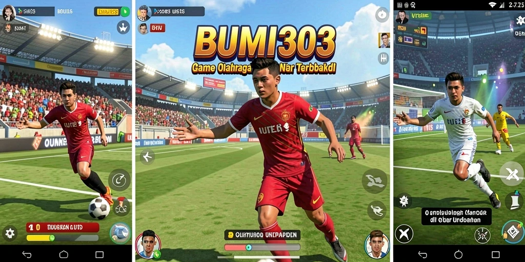 Screenshot gameplay BUMI303 menunjukkan aksi olahraga mendebarkan.