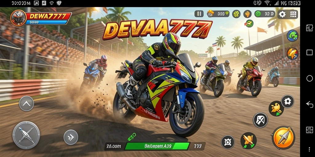 Gameplay balapan motor yang seru dan menantang.