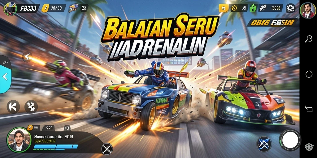 Tampilan gameplay FB333 yang memukau dan penuh aksi balapan.