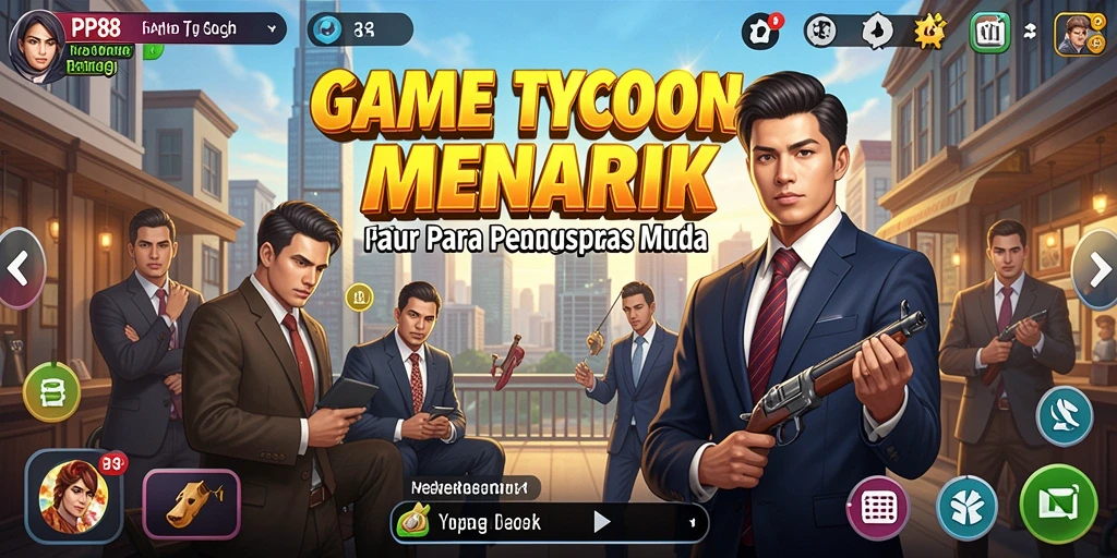 Screenshot gameplay PP88 menampilkan pengelolaan bisnis Tycoon yang seru.
