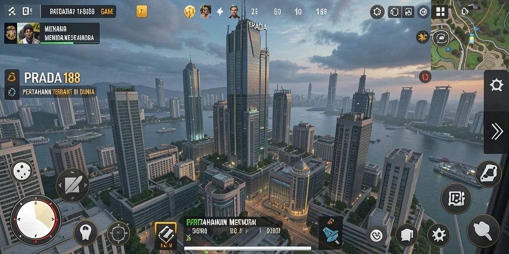 Gameplay PRADA188 menunjukkan menara berfungsi melawan gelombang musuh.