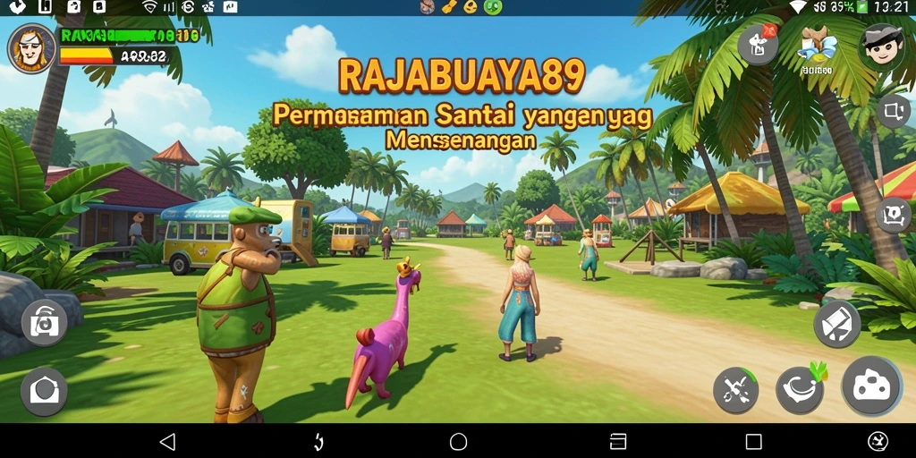 Tangkapan layar gameplay RAJABUAYA89 dengan karakter lucu dan tantangan menarik.