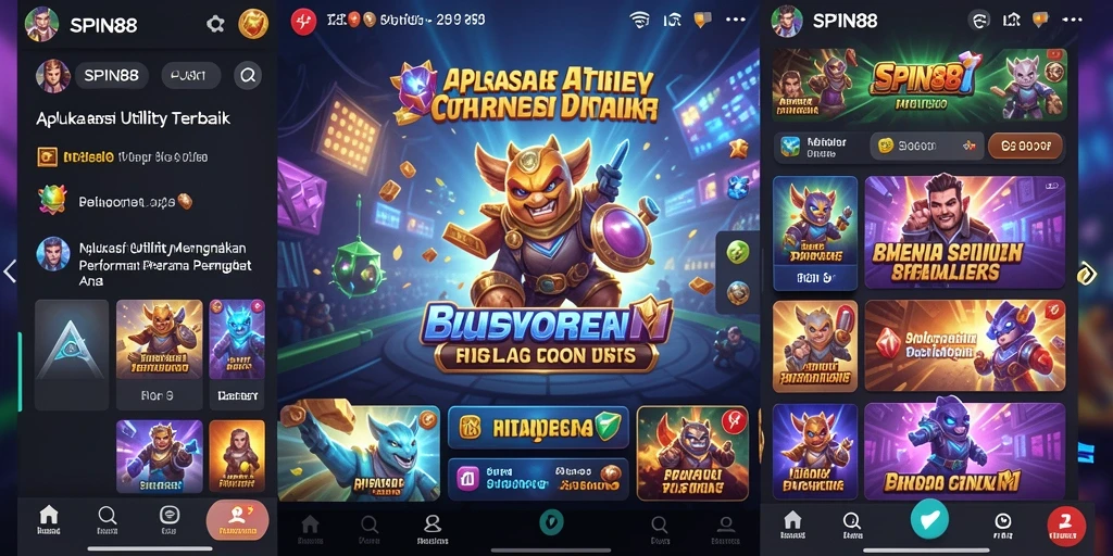 Screenshot utama SPIN88 menampilkan antarmuka aplikasi Utility yang bersih dan user-friendly.
