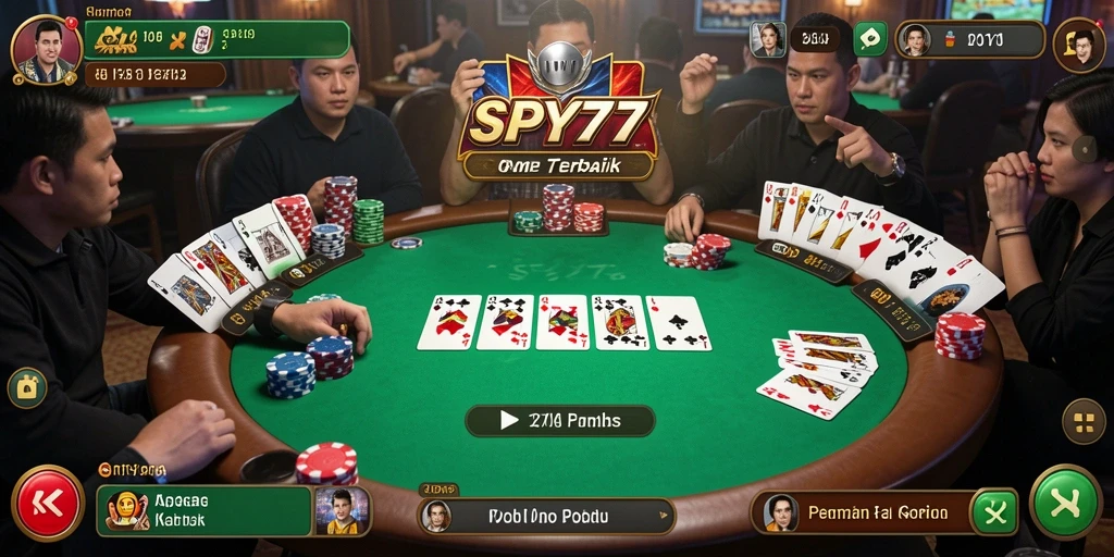 Tampilan screenshot utama SPY77 yang menunjukkan gameplay Poker yang seru.