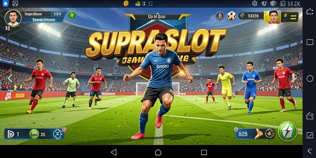Tampilan gameplay <strong>SUPRASLOT</strong> yang memukau dan realistis dalam pertandingan sepak bola.