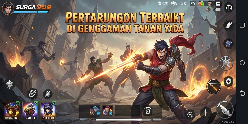 Gambaran gameplay dinamis dan seru dari SURGA19.